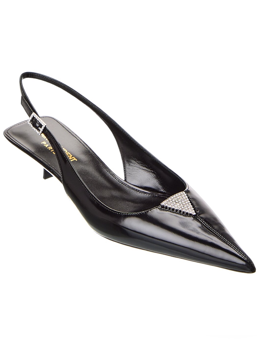 Saint Laurent Cherish Kitten Heel Black Leather Slingback Eu 38.5 Us 8.5